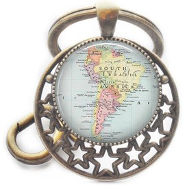 Llavero de mapa de América del Sur, llavero de mapa de América del Sur, llavero de América del Sur, joyería de mapas, joyería de mapas, A0031