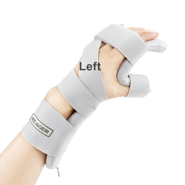 REAQER Stroke Resting Hand Splint Bendable Night Immobilizer Muscle Atrophy Hemiplegia Rehabilitation Straighten Your Fingers Hand, Wrist (Left)