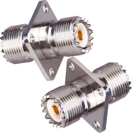 TUOLNK UHF Female to UHF Female 4 Hole Flange Panel Chassis Mount Connector SO239 PL259 Coaxial Jumper Cable Connector RF Soldering Coaxial Adapter Pack of 2