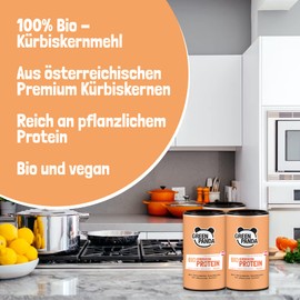 GREEN PANDA® Bio Kürbiskernmehl aus Österreich | Pflanzliches Protein aus gerösteten Kürbiskerne gemahlen | perfekt als veganes Proteinpulver | 225g