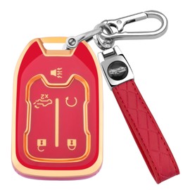 XIYANG TRADE for GMC Key Fob Cover with Keychain, Key Shell Key Case Compatible with GMC Acadia Sierra Terrain and Chevy Silverado 1500 2500HD 3500HD 5-Button(Red)