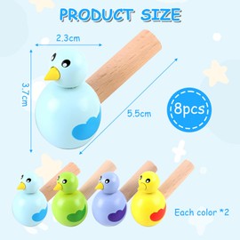 Pack of 8 Children's Bird Whistles, Party Crackmaker, Fun Bird Whistle, Safe and Environmentally Friendly, Party Flutes Wooden Pipes, Ideal for Children, Christmas, Holiday Gift