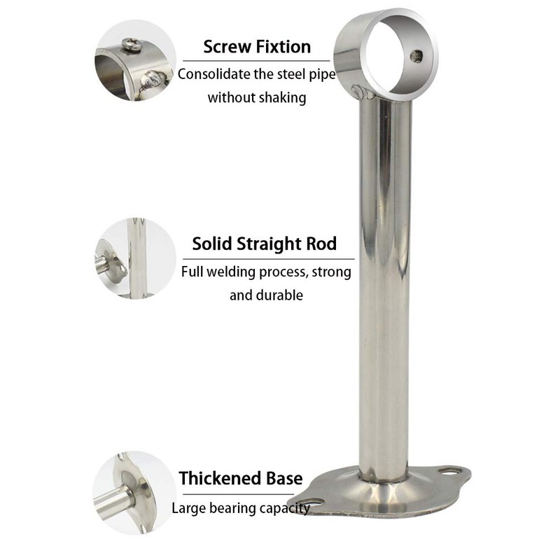 Mdurian 4 pieces curtain rod bracket, stainless steel wall bracket,