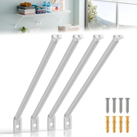 6 Pcs Wire Shelving Support Brackets 12in Wire Shelf Support Bracket,Reinforced Anti-Sag Design with Anchors & Pins – Strong Closet Shelf Brackets for Garage, Pantry & Storage (White)