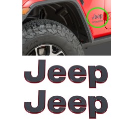 Mopar 18-25 JEEP WRANGLER JL GRAY W/RED OUTLINE FENDER NAMEPLATE BADGE EMBLEM