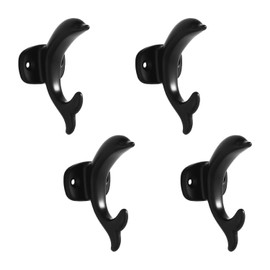 XSGTZMJ 4 Pcs Decorative Hooks Dolphin Styling,Dolphin Coat Hook for Hanging Keys, Bags, Bath Towels, Dolphin Hook with Fixing Accessories (Black)