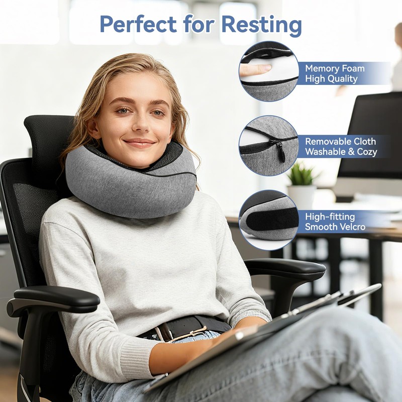 VOOMIKON Neck Pillow Airplane, Travel Pillows for Airplanes, Memory Foam