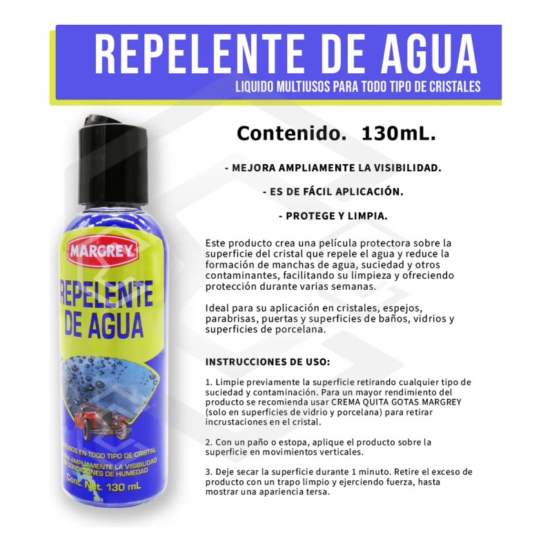 Combo Quita Gotas Vidrios Cristal Repelente De Agua Margrey