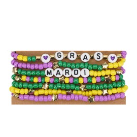 COLORFUL BLING Clay Bead Bracelet Heishi Surfer Stackable Bracelets Love Heart Clover St. Patrick’s Day Valentine's Day Mardi Gras Carnival Parade Outfits-Carnival 5