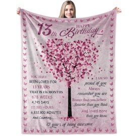 Gifts for 13 Year Old Girl, 13 Year Old Girl Birthday Gifts Ideas from Parents Grandparents Sister Friends, 13th Birthday Decorations Blanket for Girl 50" x 60"