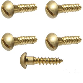 #2 x 1/2" Solid Brass Round Head Wood Screw Qty 100 Pieces, Slotted Drive, Number 2 Size x 1/2" Length