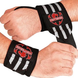 FIGHTSENSE 18” Premium Wrist Wraps for Weightlifting – Heavy Duty Thumb Loop Straps for Powerlifting, Strength Training, Bodybuilding, & Wrist Support - Color: White