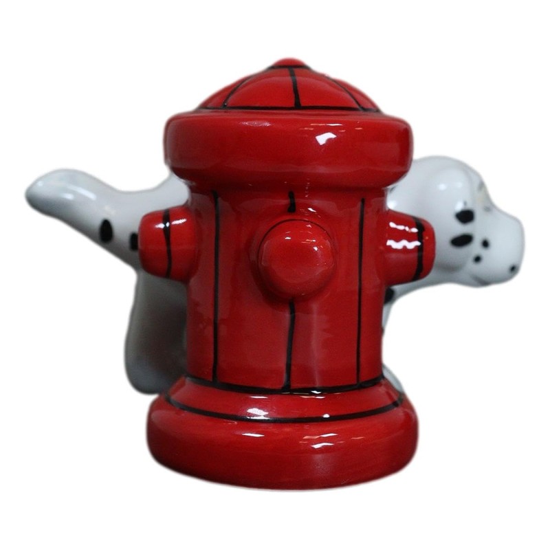 Peeing Dalmatian With Fire Hydrant Ceramic Salt Pepper Shaker Magnetic