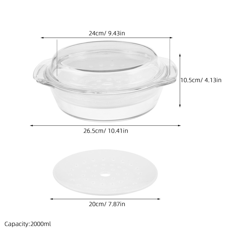 UPKOCH Microwave Steamer with Lid And Ceramic Steaming Tray, 2000ml