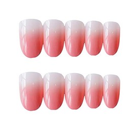 24pcs/set Press On Nails for Women False Nail Tips with Glue Design French Oval Fake Nails for Women Full Cover Artificial Fingernail Art Tips