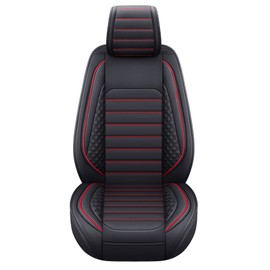 YIERTAI Seat Covers Fit 2009-2024 Ford F150 and 2017-2024 F250 F350 F450 Limited SuperCrew Truck Pickup Waterproof Leather Cushion, 2 PCS Front/Black-Red