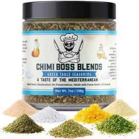 Chimi Boss Greek Table Seasoning, 7oz of Zest – All-Purpose Mediterranean Herb Blend for Chicken, Veggies, Lamb, Fish and More – All Natural Bold Greek Flavor Spice Rub