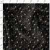 Soimoi Black Cotton Canvas Fabric Leaves & Flowerpecker Bird Fabric