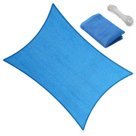 10' x 12' Blue Outdoor Sun Shade Sail Canopy – UV Resistant Permeable Awning Fabric for Patio, Garden, Backyard, Pergola, Carport, Lawn Shelter Cover