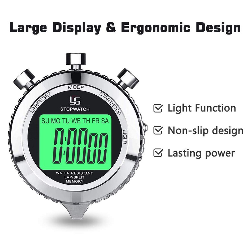 LAOPAO Stopwatch, 1/100 Seconds Precision 2 Pieces Memory Data Daily