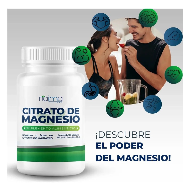 Citrato Magnesio 500mg Y Zinc Con Jengibre 200 Cáps Naima