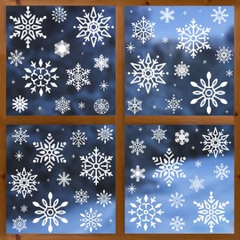 Horaldaily Pack of 224 Christmas Stickers Clips, White Snow Window Decal for Home, Party, Shop, Window, Glass, Display, Decoration