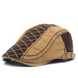 Adantico Men's Cotton Peaked Cap Flat Cap, brown