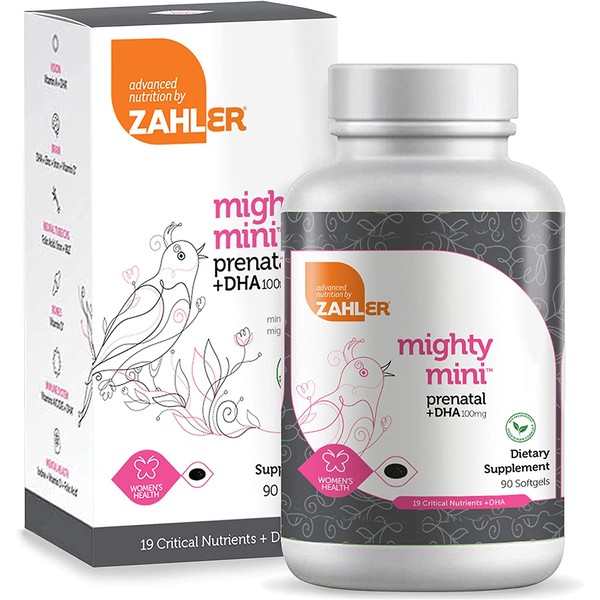Zahler Mighty Mini Prenatal DHA, One a Day Prenatal Vitamins With DHA, Certified Kosher, 90 Softgels