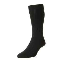 Pantherella Waddington Cashmere Mid-Calf Men's Dress Socks, black, Medium