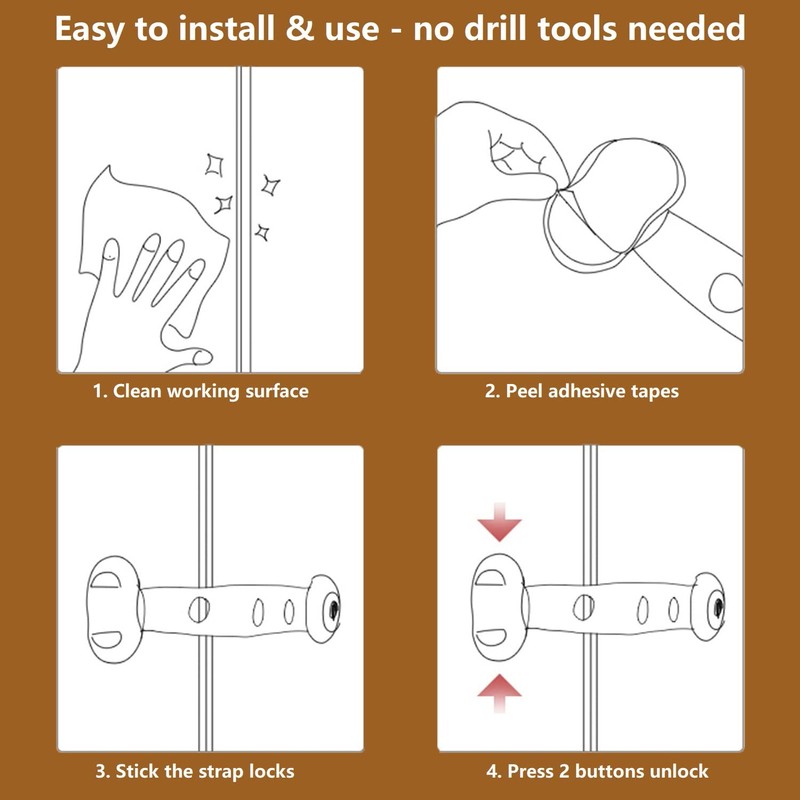 Child Safety Cabinet Strap Locks - OKEFAN 12 Pack Baby