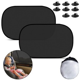 Camiki Art Sonnenschutz Auto Baby mit UV Schutz mit 8 Saugnapf, 51x30cm Auto Seitenscheibe 2 Stck, Autofenster Sonnenschutz fr Kinder