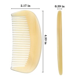 Premium Quality 100% Handmade Anti Static Natural Sheep Horn Comb - Professional Detangling Massage Comb (Semicircle STY1)