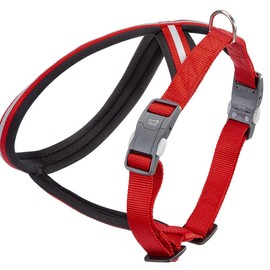 Ferplast Daytona Cross Dog Harness Small Medium Nylon Dog Harness Soft Padding Reflective Adjustable with Magnetic Buckle Red