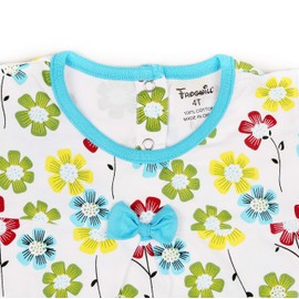 Frogwill Little Girls 2 Pieces Playwear Set with Bow and Applique (6T, Floral)