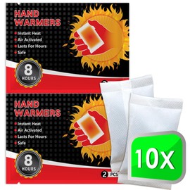 Hand Warmers, 10 Pairs, Extra Warm, Heat Pads Hand, 12 Hours of Heat for Hands and Fingers, Air-Activated Pocket Warmers, Ideal for Outdoor Activities