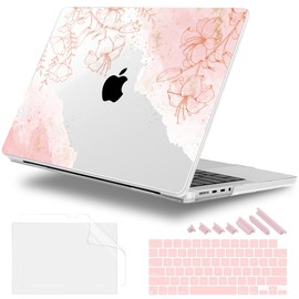 Lepeoac for MacBook Pro 14 Inch 2024 2023 2022 2021 Release M4 A3112 A3401 A3185 M3 A2918 A2992 M2 A2779 M1 A2442 Pro/Max Chip, Plastic Hard Shell Case with Keyboard Cover, Watercolor Floral