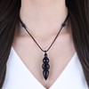 COAI Prayer Black Obsidian Vajra Buddha Necklace Black Stone Necklace