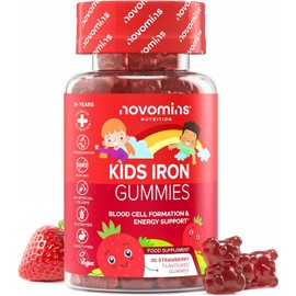 Iron Vitamin C Gummies for Children - Iron High Dose - Energy & Immune System Strengths - Vegan & Gluten Free Alternative to Iron Tablets - 30 Iron Gummies - Vitamins for Children - Novomins