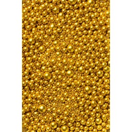 SD Pearls Edible Sugar Beads - Decorative Beads for Cakes, Muffins & Cupcakes (Metallic Antique Gold, 3,4,5,7,10mm, 100g)