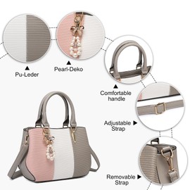 Miss Lulu Women's Handbag, Women's Medium Size, Bag Women's Medium Size, Colour Block Shoulder Bags Women, gray