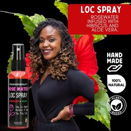 Rose Water For Locs, Daily Moisturizing Refreshing Spray, Rose Water For Hair, Rosewater, Hibiscus and Aloe Loc Spray (4 OUNCE)