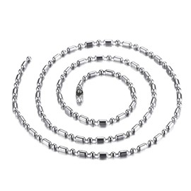 SINLEO Stainless Steel Bead Ball Chain Necklace for Men Women Silver Bamboo Dog Tag Link Chains 4mm 28 Inches