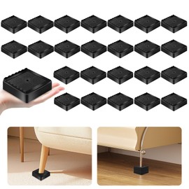 shouwuhho 24 Pack Furniture Risers Adjustable Bed Risers Heavy Duty Lifts Height 1", Stackable Bed Risers 1, 2 or 3 Inch for Desk Leg Table Couch Sofa Chair Bed Frame Legs Dorm, Black
