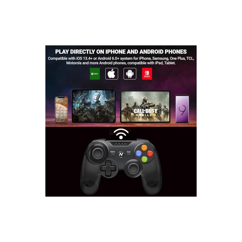 Control de Juegos Inalámbrico, Bluetooth, Compatible con Android, iOS, PC,
