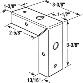 Prime-Line MP7195 Bi-Fold Door Corner Repair Bracket, 1-3/8 in, Steel, Zinc Plated, (2-pack), 2 Piece