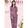 Mnemo Home Women's Long Flannel Pyjamas, 100% Cotton, Flannel, red
