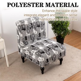 Slipper Chair Slipcover Non-Slip Armless Accent Chair Cover Washable Printed Furniture Protector for Living Room Dining Room Office Hotel Paisley Vintage