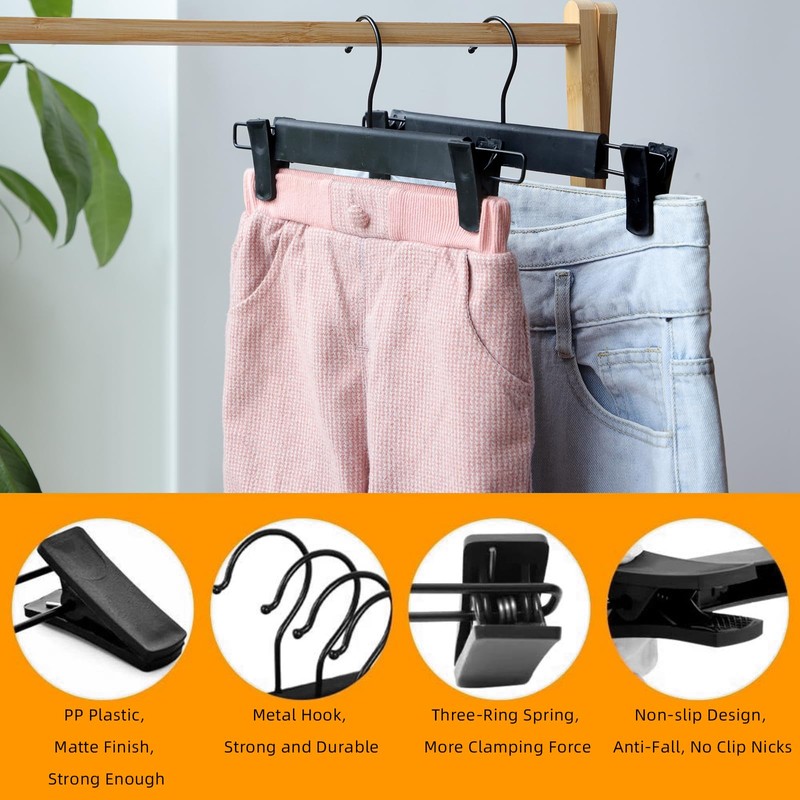 NORTHERN BROTHERS Pants Hangers 10 Pack – Black Plastic Pant