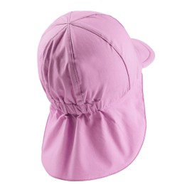 Sterntaler Peaked cap with neck protection made of organic poplin - peaked cap for girls with neck protection + ear flaps protects the head from the sun - sun cap baby UV 50+ with tie band - blossom pink, 47