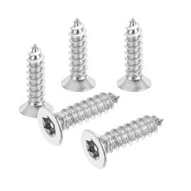 PATIKIL 50 Pcs Flat Head Torx/Star Screws, M4 x 16mm Torx Drive Self Tapping Wood Screws Stainless Steel Countersunk Tamper Proof Screw with T20 Bit for Wood Soft Metal